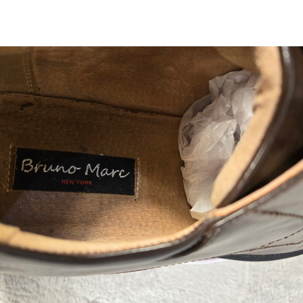 Bruno Marc New York Goldman-01 Mens Dress Shoes Brown Square Toe Size 12 - Picture 7 of 10